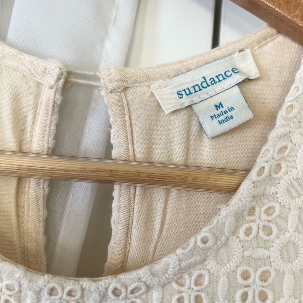 Sundance Dreamers Believe Bone Off White Eyelet Dress Size Medium - Picture 3 of 11